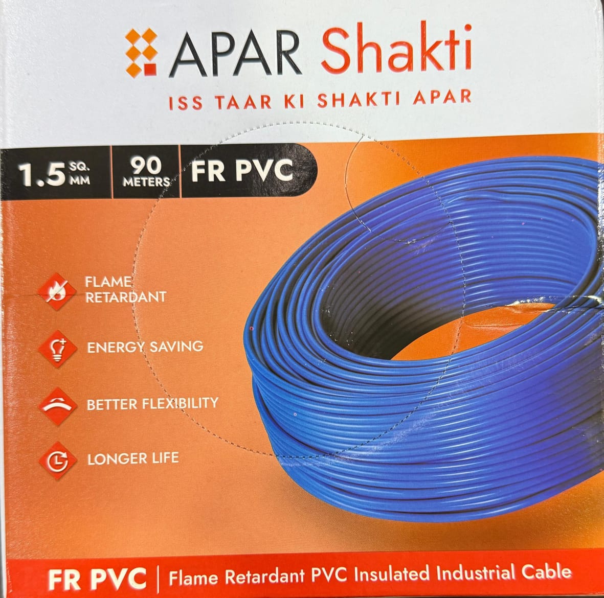 APAR shakti EBXL HR FR PVC Wire 90m [1.50 sq. mm, Green]